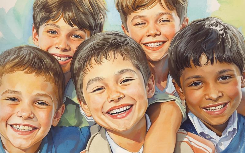 Smiling School Age Children