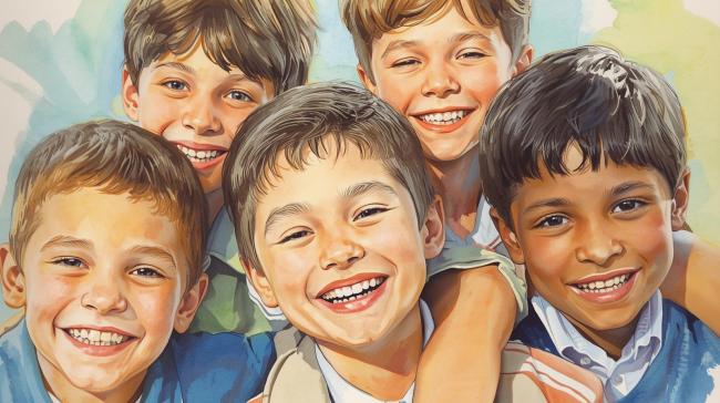 Smiling School Age Children